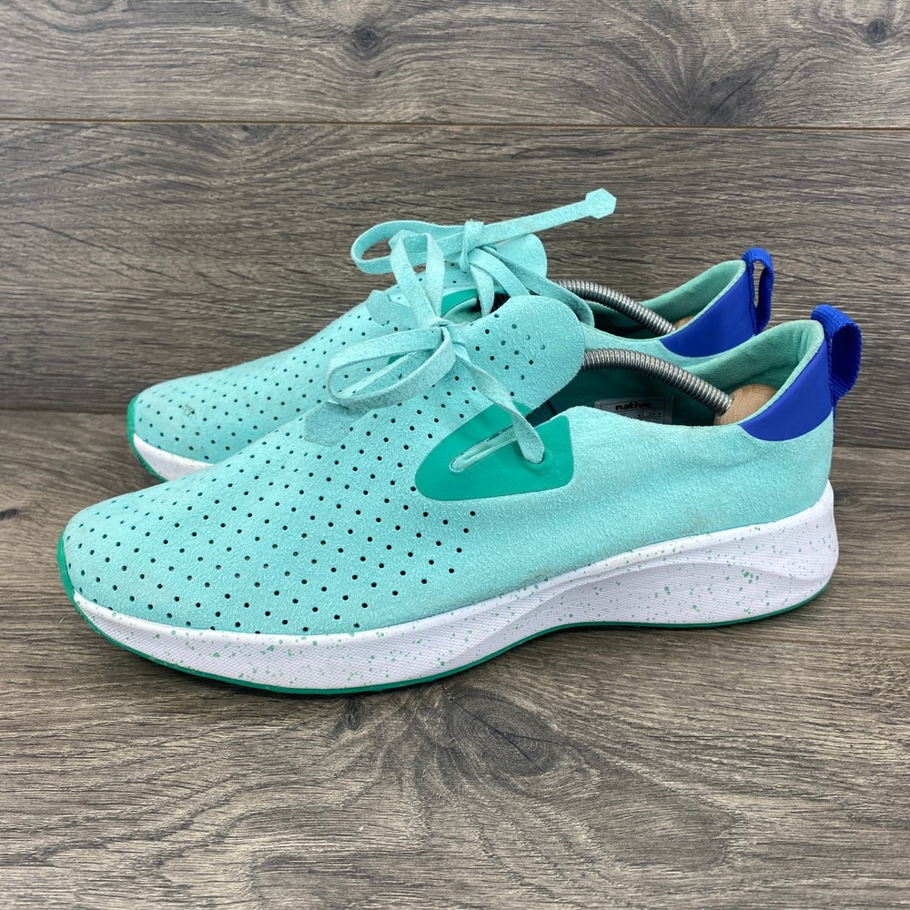 Native Mercury Liteknit Sneaker Mens 8 Turquoise Blue Perforated Speckled Sole - Picture 2 of 9
